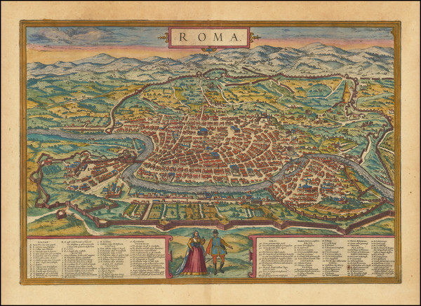 68-Rome Map By Georg Braun  &  Frans Hogenberg
