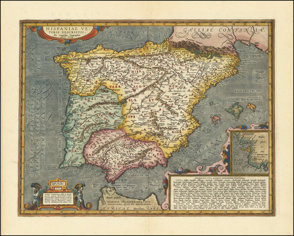 56-Spain and Portugal Map By Abraham Ortelius