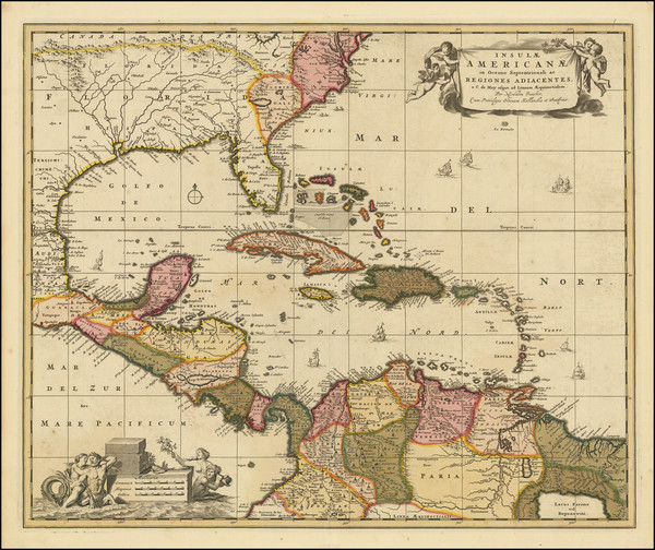 9-Florida, South and Caribbean Map By Nicolaes Visscher I