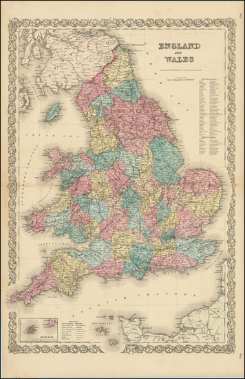 15-England and Wales Map By Joseph Hutchins Colton