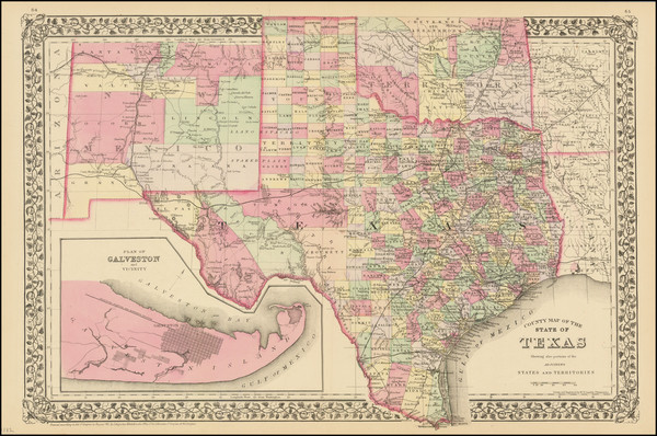 74-Texas Map By Samuel Augustus Mitchell Jr.