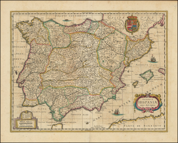 68-Spain Map By Willem Janszoon Blaeu