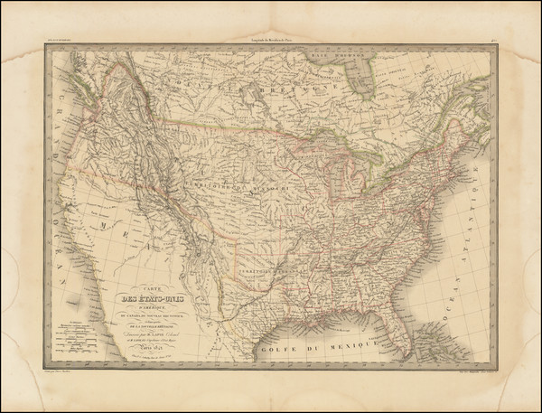 90-United States and Texas Map By Alexandre Emile Lapie
