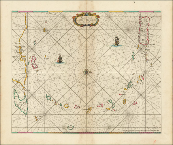 7-Caribbean, Puerto Rico, Virgin Islands and Other Islands Map By Pieter Goos