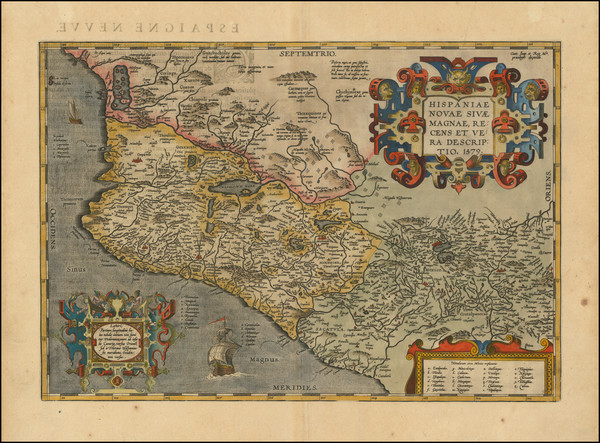 69-Mexico Map By Abraham Ortelius