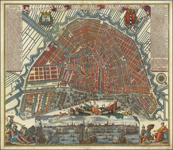 28-Amsterdam Map By Matthaus Seutter