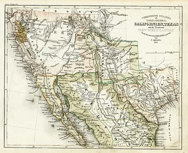 3-Texas, Southwest, Mexico and California Map By Joseph Meyer