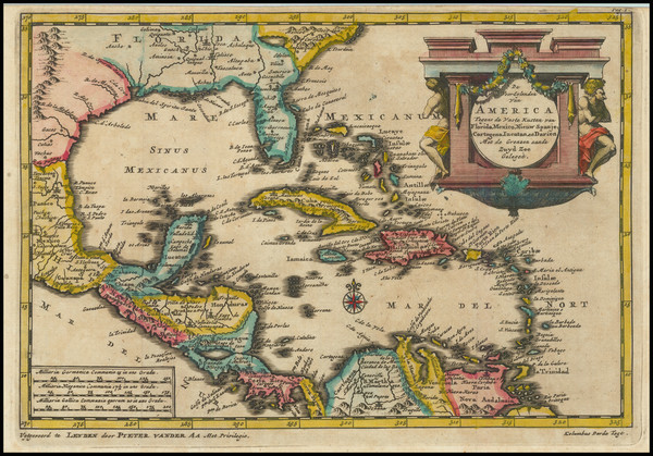 67-Southeast, Caribbean and Central America Map By Pieter van der Aa