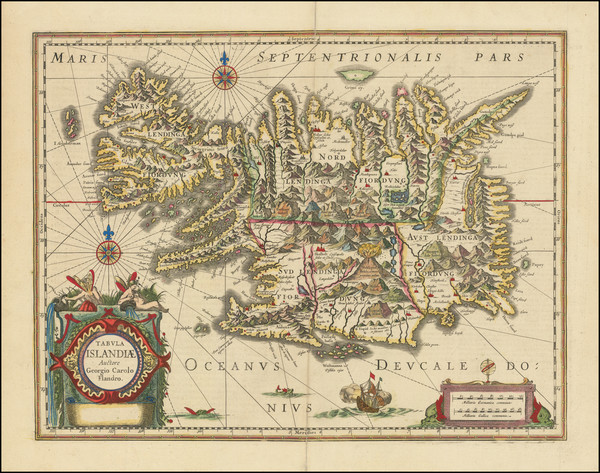 75-Iceland Map By Jodocus Hondius