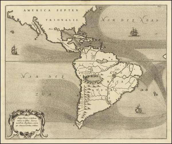 89-South America and America Map By Athanasius Kircher