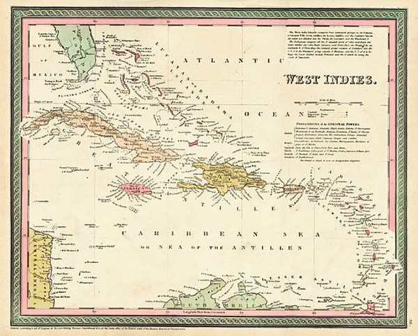 13-Southeast and Caribbean Map By Thomas, Cowperthwait & Co.