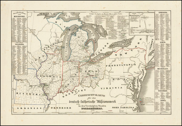 22-Illinois, Indiana, Ohio, Michigan, Wisconsin, Iowa and Missouri Map By Anonymous