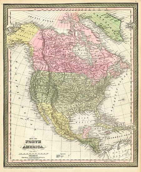 6-North America Map By Thomas, Cowperthwait & Co.