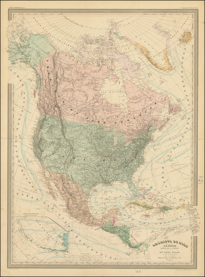 72-Arizona, New Mexico, Idaho, Montana and North America Map By Adolphe Hippolyte Dufour