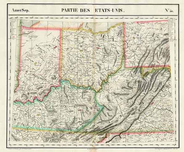 88-Mid-Atlantic, South, Southeast and Midwest Map By Philippe Marie Vandermaelen