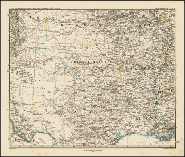 6-Arkansas, Texas, Plains, Kansas, Missouri, Oklahoma & Indian Territory and Southwest Map By