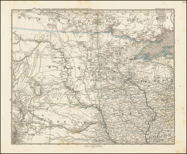 7-Minnesota, Wisconsin, Iowa, Nebraska, North Dakota and South Dakota Map By Adolf Stieler  &