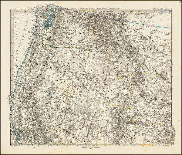 99-Nevada, Idaho, Montana, Utah, Wyoming, Oregon and Washington Map By Adolf Stieler