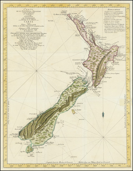 38-New Zealand Map By James Cook