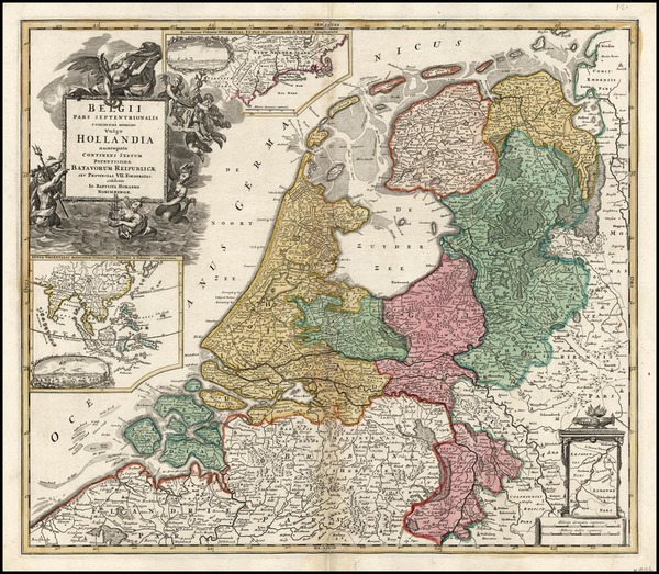 62-New England, Europe and Netherlands Map By Johann Baptist Homann