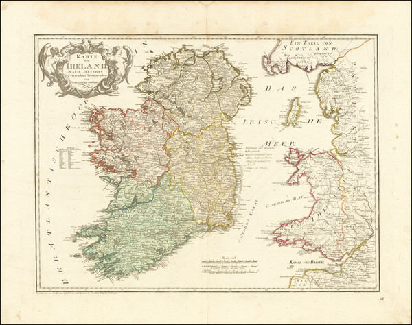 63-Ireland Map By Franz Johann Joseph von Reilly