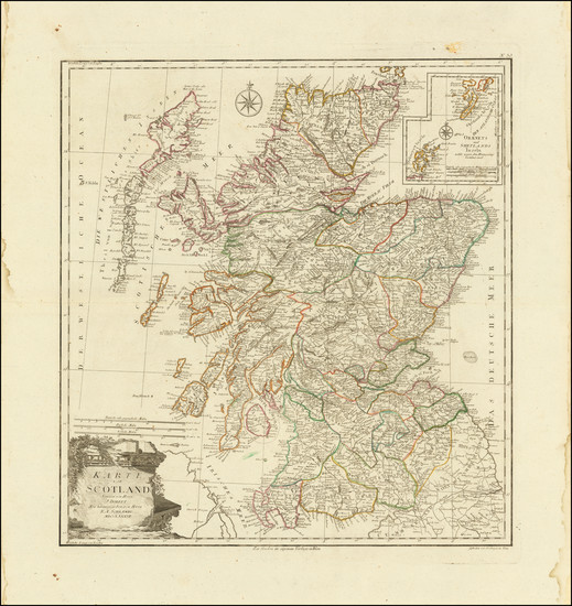 60-Scotland Map By Franz Anton Schraembl