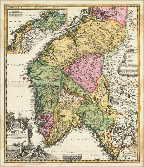 36-Norway Map By Johann Baptist Homann