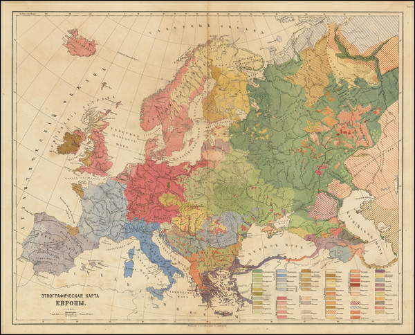 45-Europe Map By Friedrich Arnold Brockhaus