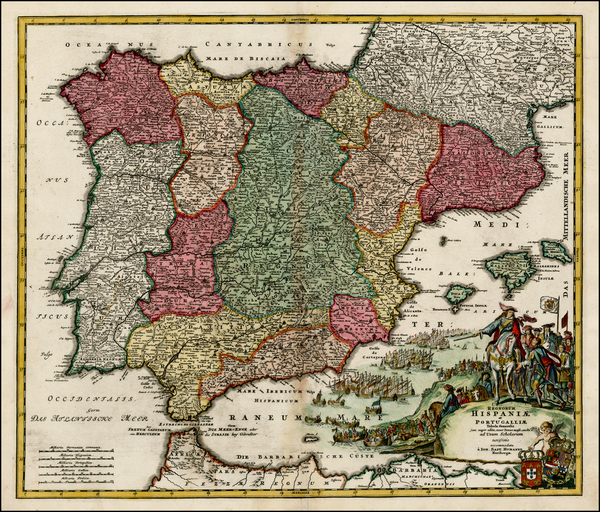 31-Europe, Spain and Portugal Map By Johann Baptist Homann