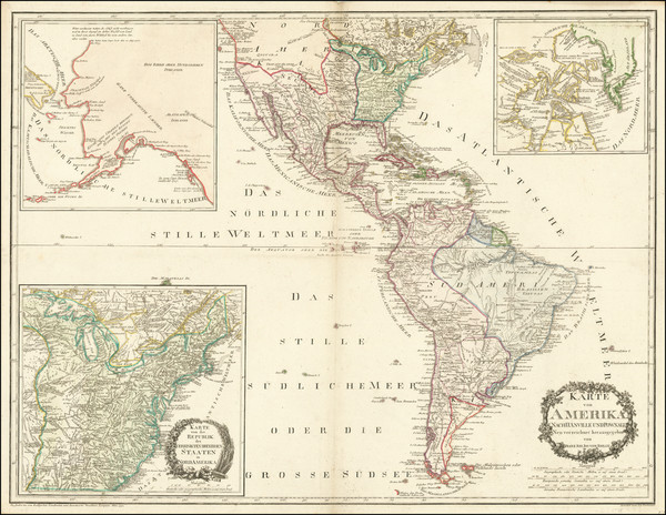 89-United States, Alaska and America Map By Franz Johann Joseph von Reilly
