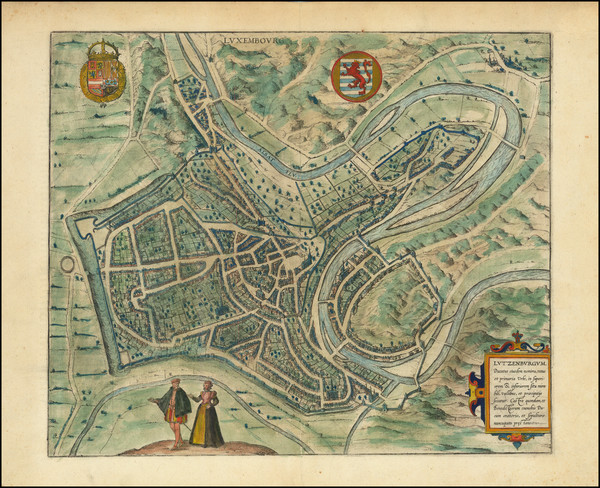 86-Luxembourg Map By Georg Braun  &  Frans Hogenberg