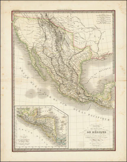 52-Texas, Southwest, Rocky Mountains, Mexico and California Map By Alexandre Emile Lapie