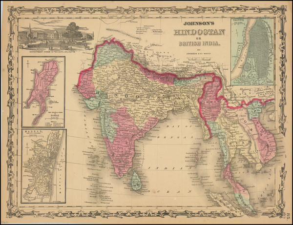 9-India and Thailand, Cambodia, Vietnam Map By Alvin Jewett Johnson  &  Benjamin P Ward