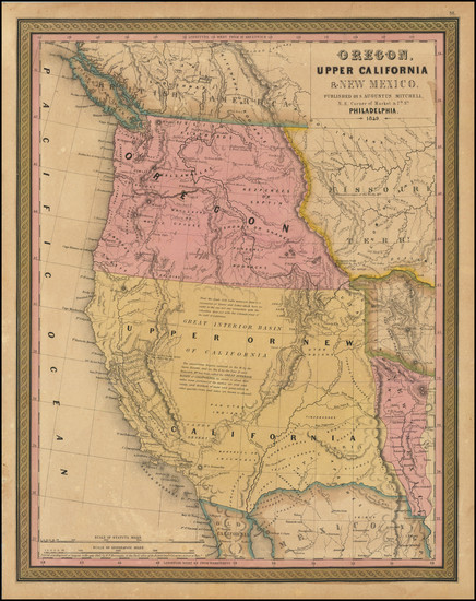 89-Southwest, Rocky Mountains and California Map By Samuel Augustus Mitchell