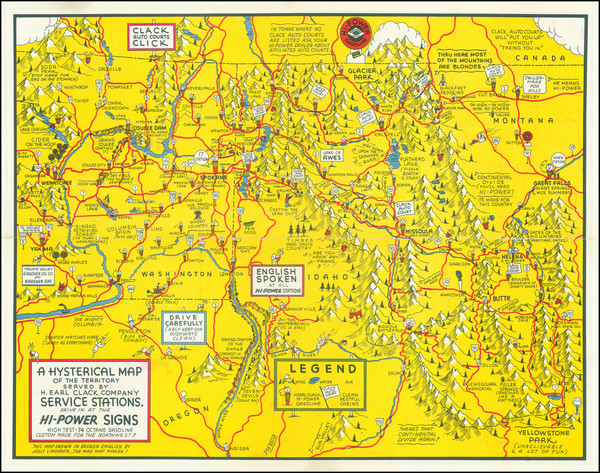 70-Idaho, Montana, Oregon, Washington and Pictorial Maps Map By Lindgren Brothers