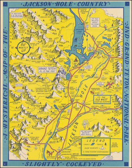 60-Wyoming and Pictorial Maps Map By Lindgren Brothers