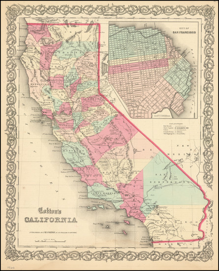 28-California and San Francisco & Bay Area Map By Joseph Hutchins Colton