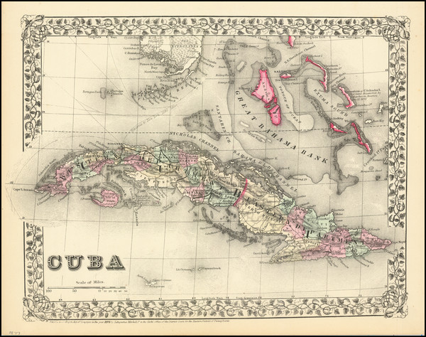 35-Cuba and Bahamas Map By Samuel Augustus Mitchell Jr.