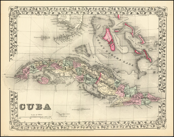 12-Cuba and Bahamas Map By Samuel Augustus Mitchell Jr.