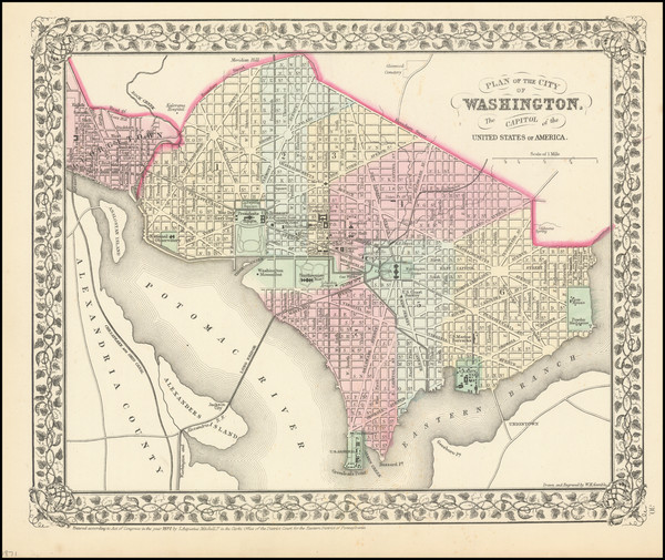 26-Washington, D.C. Map By Samuel Augustus Mitchell Jr.