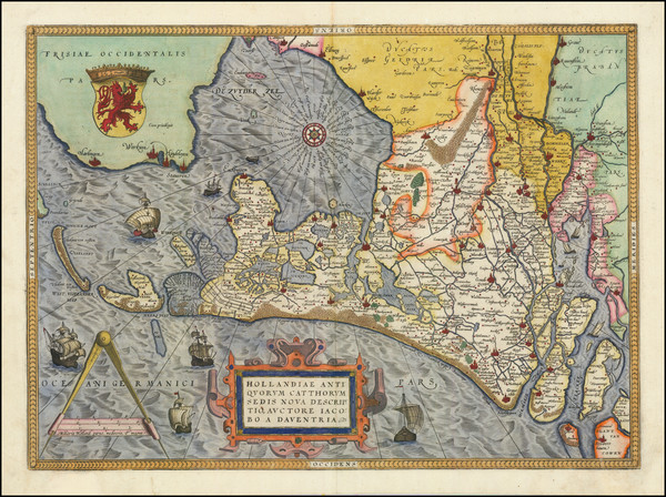 35-Netherlands Map By Abraham Ortelius