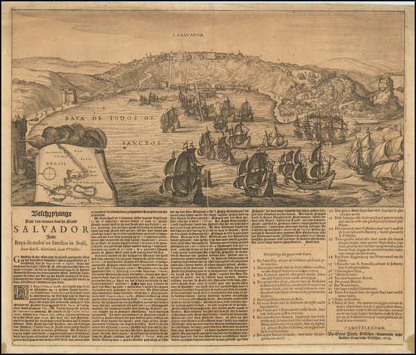 20-Brazil Map By Hessel Gerritsz / Claes Janszoon Visscher