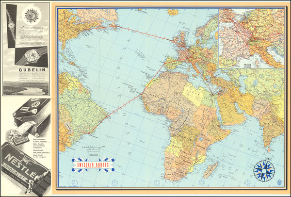 52-Atlantic Ocean, Europe, Africa and South Africa Map By Kummerly & Frey's Geographical Estab