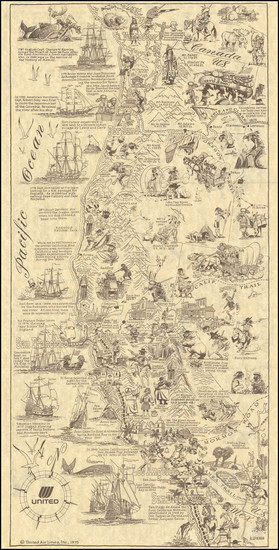 26-Pacific Northwest, Pictorial Maps and California Map By Al Wiseman  &  United Airlines