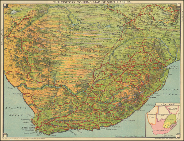 33-South Africa Map By George Philip & Son  &  Union of South Africa