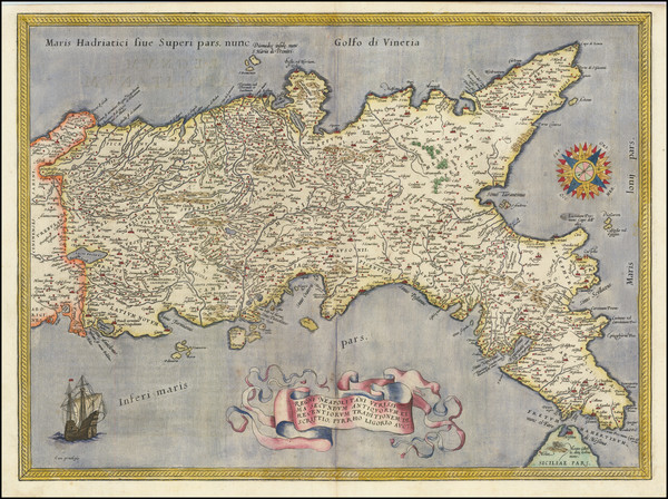 98-Southern Italy Map By Abraham Ortelius