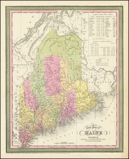 92-Maine Map By Thomas, Cowperthwait & Co.