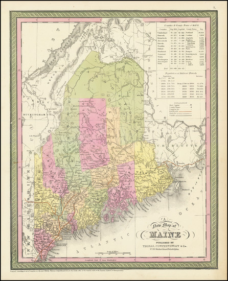 93-Maine Map By Thomas, Cowperthwait & Co.