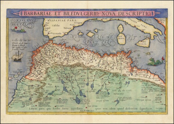 92-Mediterranean and North Africa Map By Abraham Ortelius