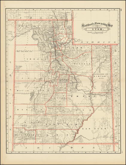 93-Utah and Utah Map By George F. Cram